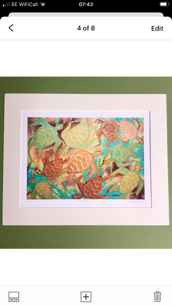 Golden Green Turtles swimming in the Sea - Green Caramel Turtle Print - Bathroom
