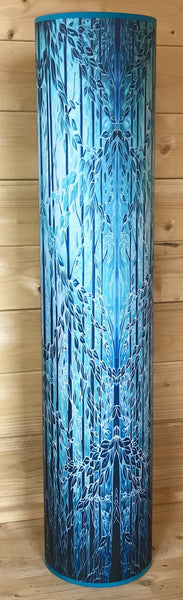 Into the Woods Contemporary Floor Lamp 1m tube - Tranquil Light Art Lamp - Blue Turquoise Aqua trees Lamp