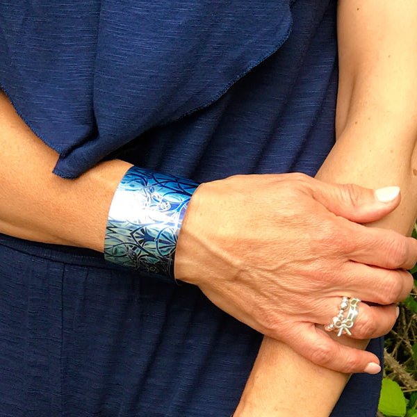Midnight Stag Cuff Bracelet - Comtemporary Stag  Jewellery in Blue - easy wear lightweight aluminium.