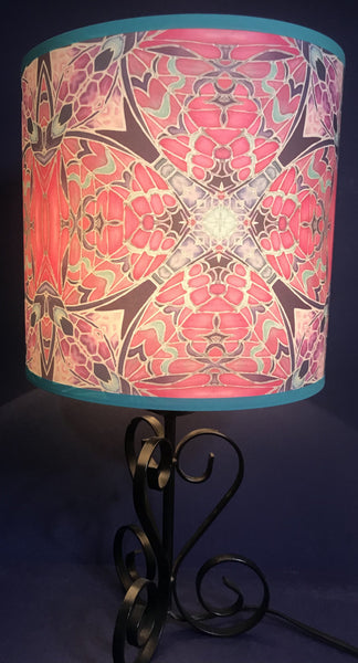 Nouveau Butterfly Echoes Pink Mint Contemporary Lamp Shade for table lamp - Mediterranean Blue Drum Shade - Atmospheric lighting