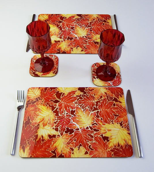 Maple Leaves Place Mats - Autumn Table Mats - Red Tableware