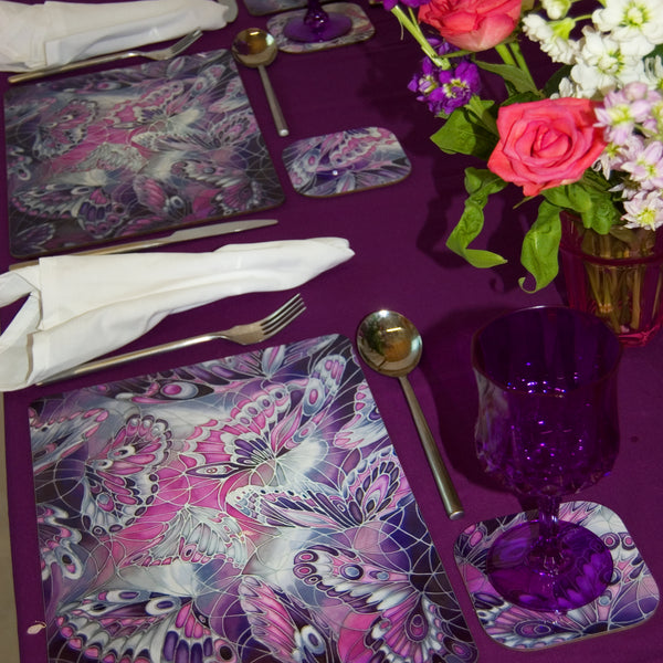Purple Butterfly Placemats - Durable Tablemats - Hardwearing Tableware - Meikie Designs