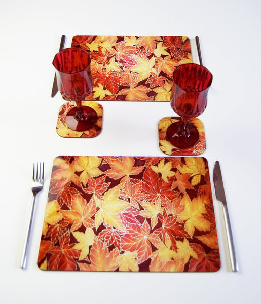 Autumn Leaves Placemats and Coasters - Hard wearing table mats