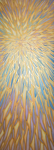 SOLD-Sunburst Original Art - Sunny Original Silk Painting - Yellow Sunburst Painting